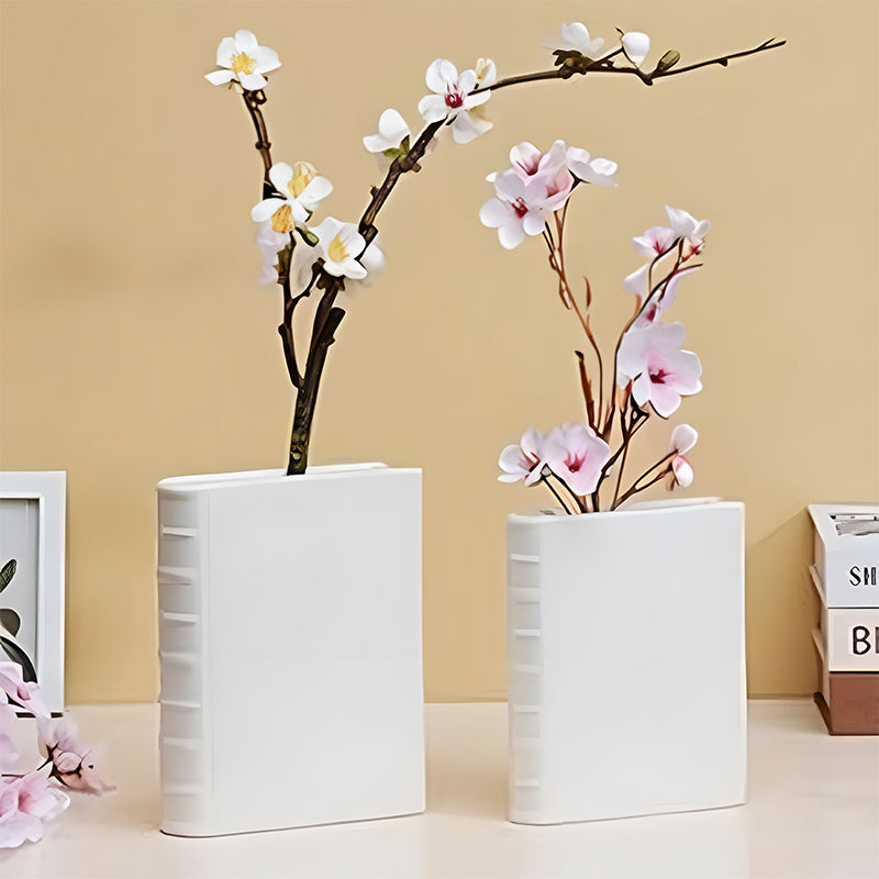 Luxe Divine Collection ~ Book Vase - Ceramic, Cute & for Home Decor, with Flower & Shelf Options