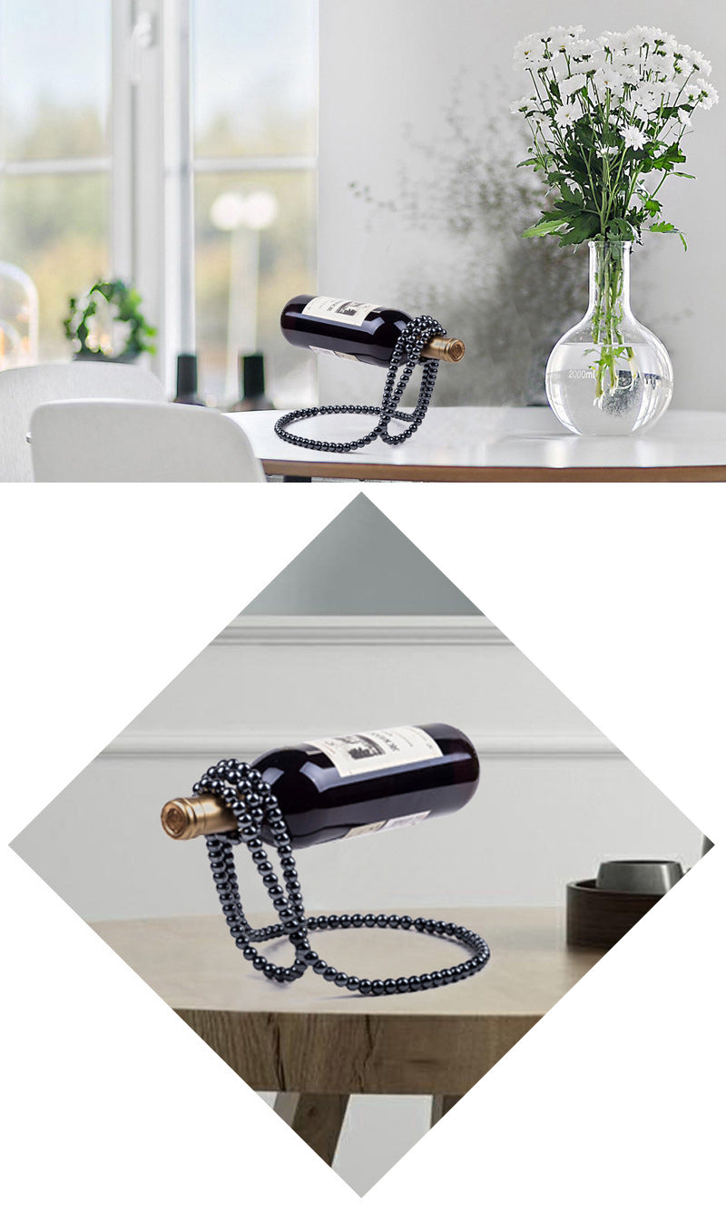 Luxe Divine Collection ~ Pearl Necklace Stainless Steel Wine Rack