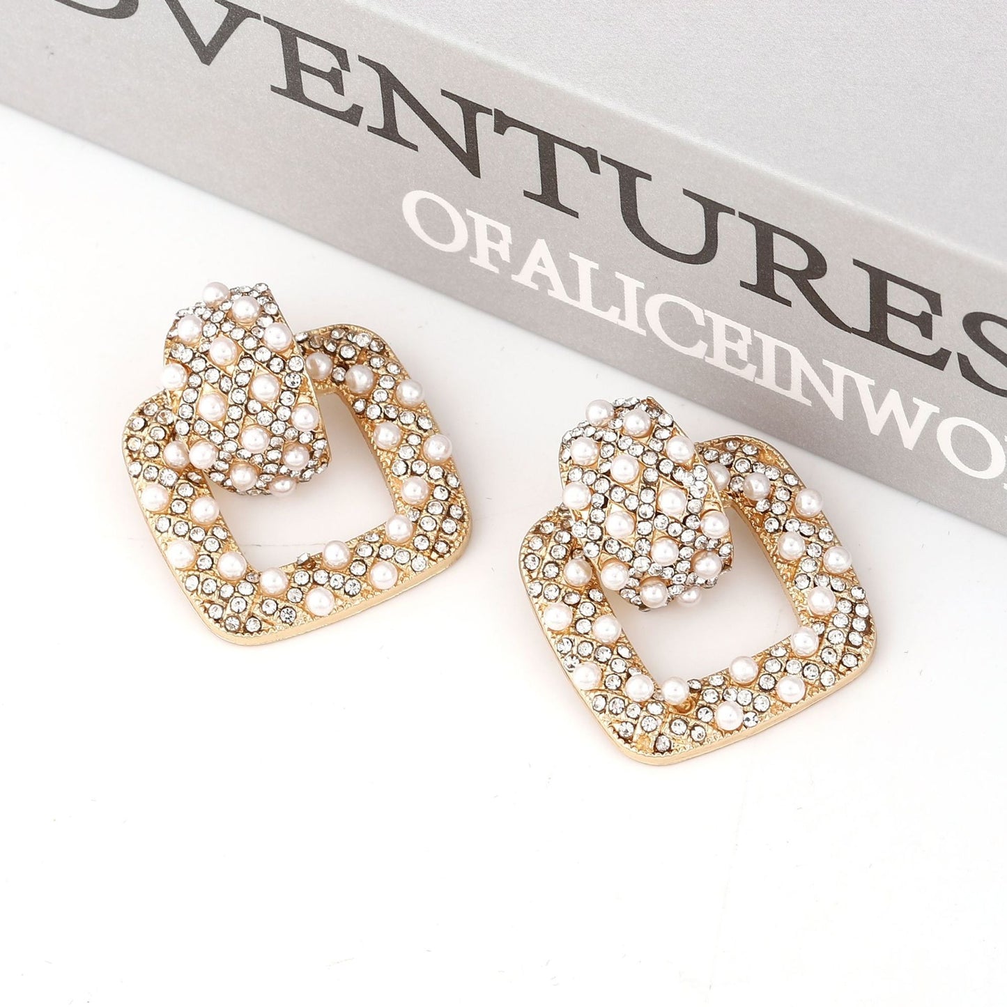 Luxe Divine Collection ~ Geometric Inlaid Rhinestones Fashion/Costume Earrings