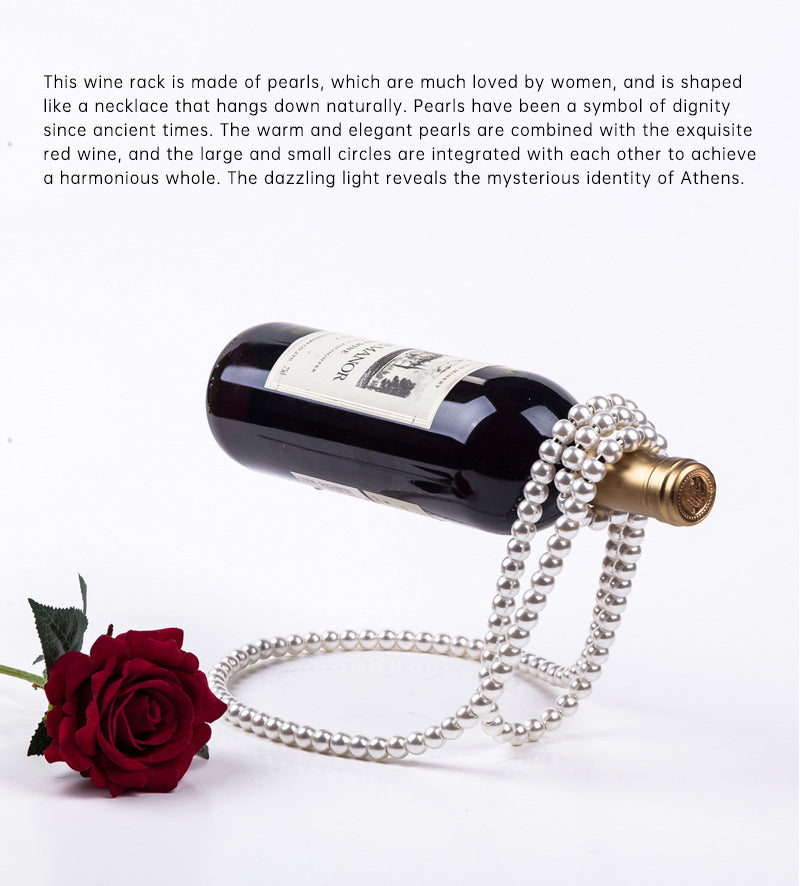 Luxe Divine Collection ~ Pearl Necklace Stainless Steel Wine Rack