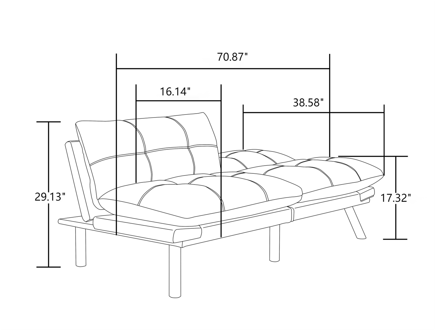 Luxe Divine Collection ~ Leather Feeling Brown Convertible Folding Modern Sofa Bed