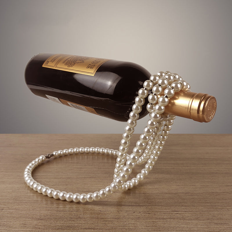 Luxe Divine Collection ~ Pearl Necklace Stainless Steel Wine Rack