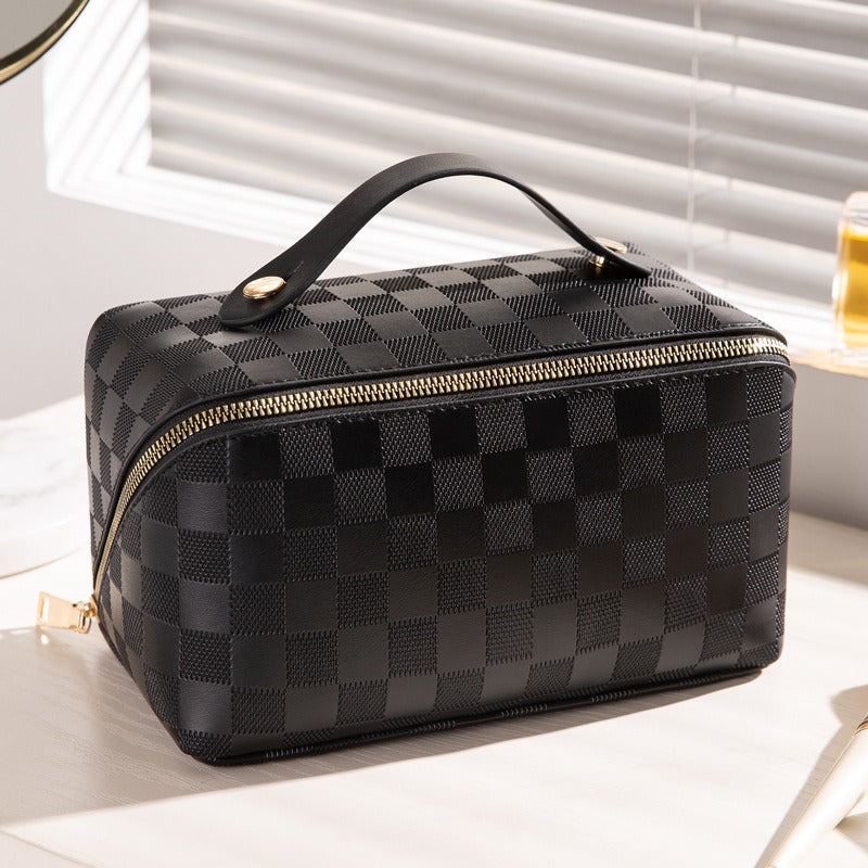 Luxe Divine Collection ~ Checkered Pillow Bag Makeup Bag Portable Travel Cosmetics Bag