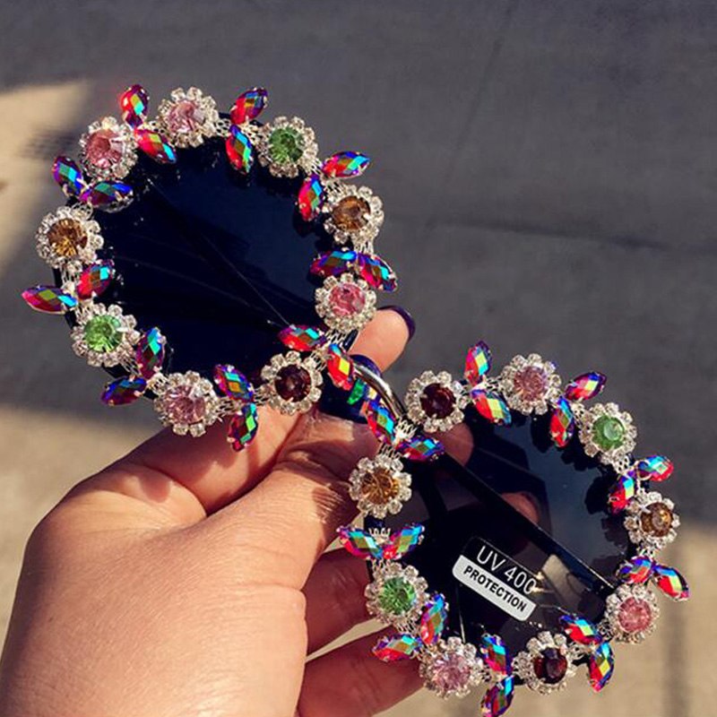Luxe Divine Collection ~ Handmade Vintage Gems Round Sunglasses