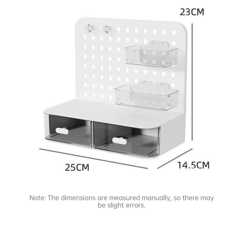 Luxe Divine Collection ~ Adorable Desk Organizer with Hook Drawer, Hole Board, Card Display Stand, Desktop Storage Box, and Stationery Storage Rack