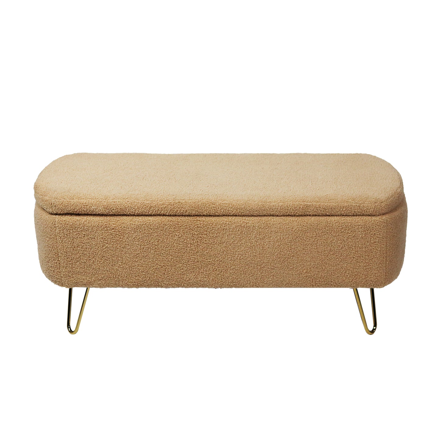 Luxe Divine Collection ~ Camel Storage Ottoman Bench for End of Bed Gold Legs