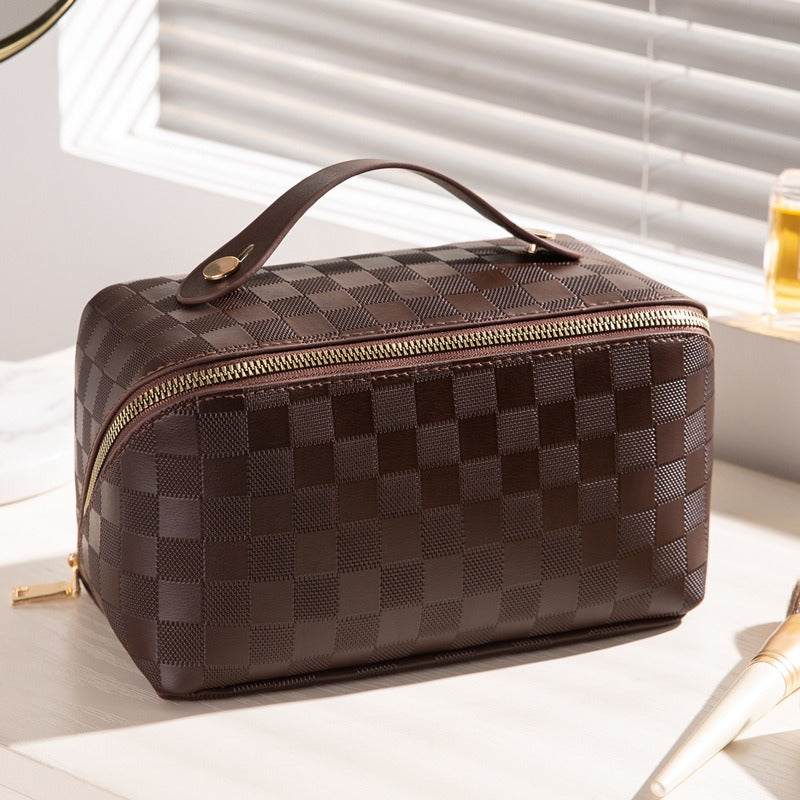 Luxe Divine Collection ~ Checkered Pillow Bag Makeup Bag Portable Travel Cosmetics Bag