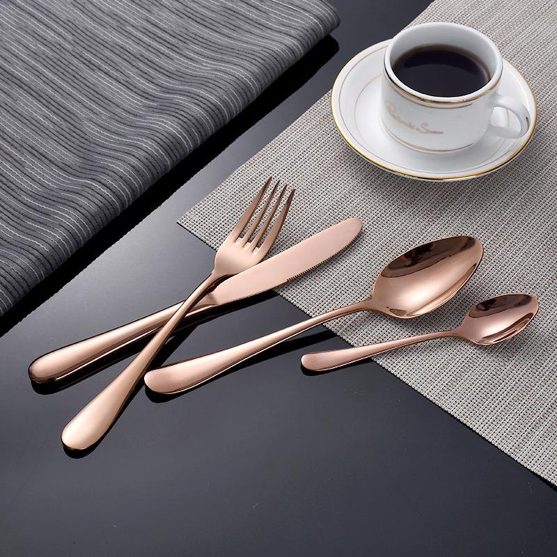 Luxe Divine Collection ~ Gold Tableware Set Stainless Steel Cutlery Set 4 Gold Knife Cutlery Cutlery Dinner Package European Style