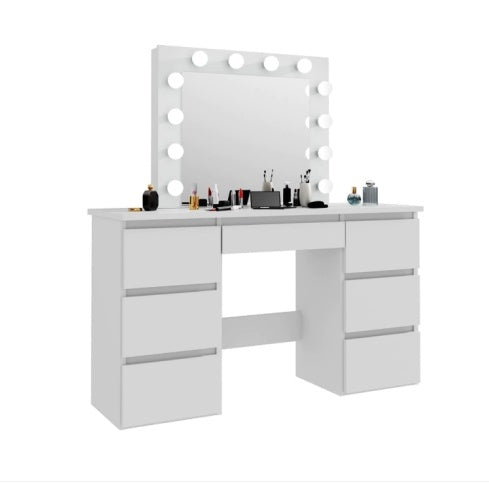 Luxe Divine Collection ~ Large White Vanity Tables With Mirror And Light