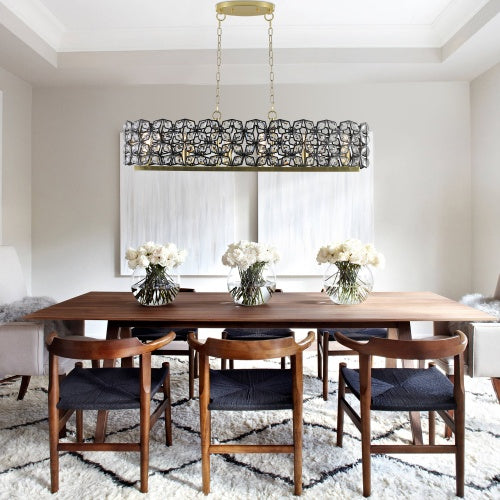 Luxe Divine Collection ~ Modern Champagne Gold Oval Crystal Chandelier