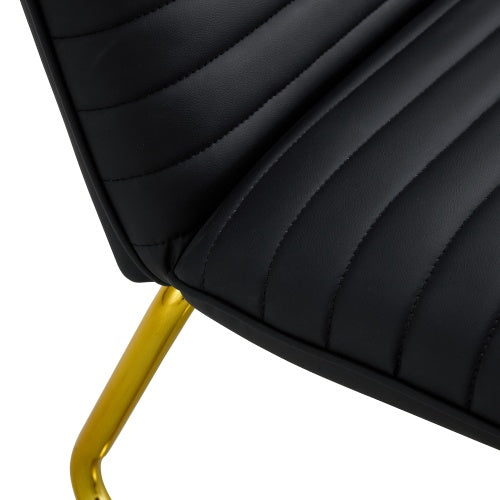 Luxe Divine Collection ~ Black Minimalist Armless Sofa Chair With PU Backrest And Golden Metal Legs, For Office or Home