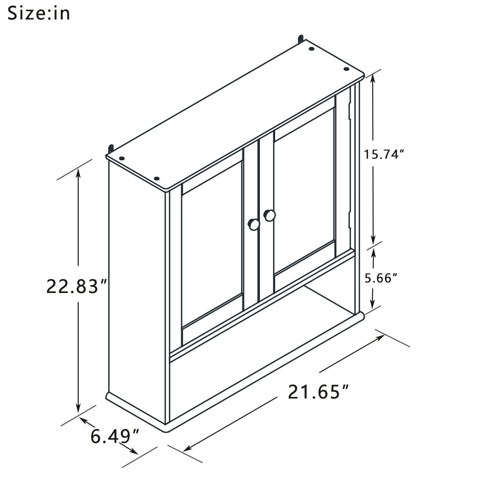 Luxe Divine Collection ~ Bathroom Wall Cabinet With Double Mirror Doors And Shelves