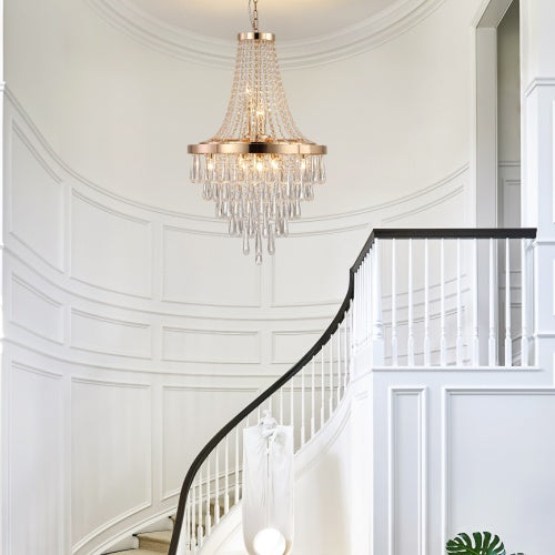 Luxe Divine Collection ~ Golden Crystal Chandelier, Large Modern Luxury Chandelier For Living Room, Dining Room, Bedroom, Hallway - Bulb Not Included
