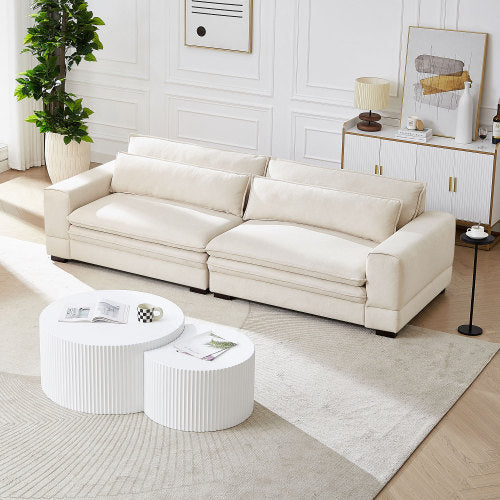 Luxe Divine Collection ~ Medieval Modern Fabric Sofa For Living Room, Bedroom, Apartment, Home Office, Beige