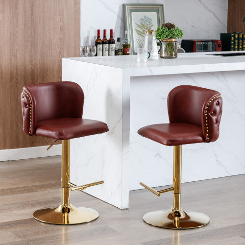 Luxe Divine Collection ~ Furniture,Swivel Barstools Adjusatble Seat Height, Modern PU Upholstered Bar Stools With The Whole Back Tufted, For Home Pub And Kitchen Island, Set of 2