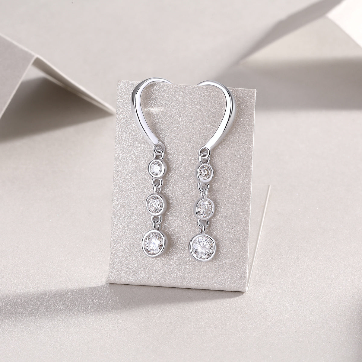 Luxe Divine Collection ~ Classic Multi-diamond Set Moissanite Silver Earrings
