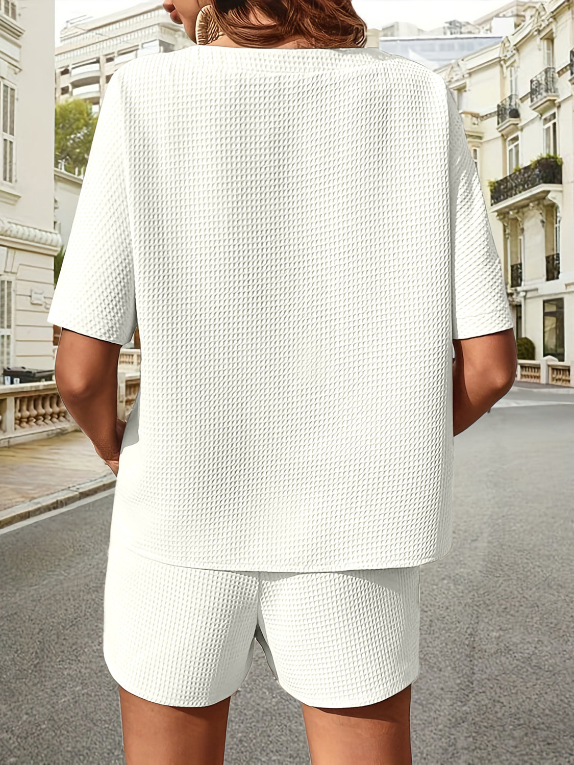 Luxe Divine Collection ~ Waffle-Knit Half Sleeve Top and Shorts Set