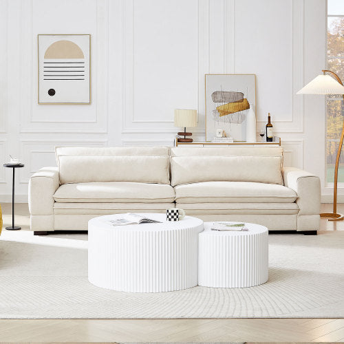 Luxe Divine Collection ~ Medieval Modern Fabric Sofa For Living Room, Bedroom, Apartment, Home Office, Beige