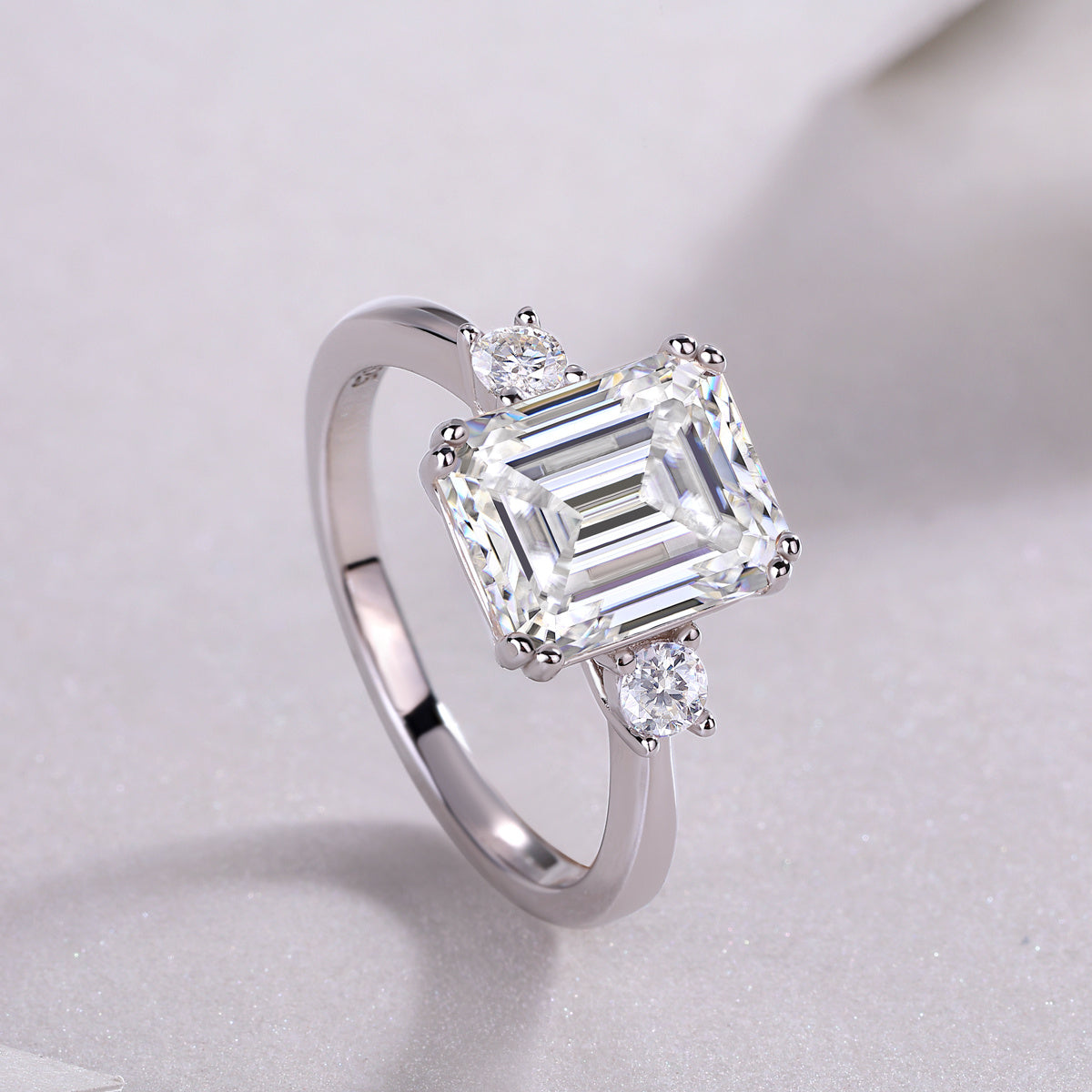 Luxe Divine Collection ~ Baguette Diamond Moissanite Silver Ring