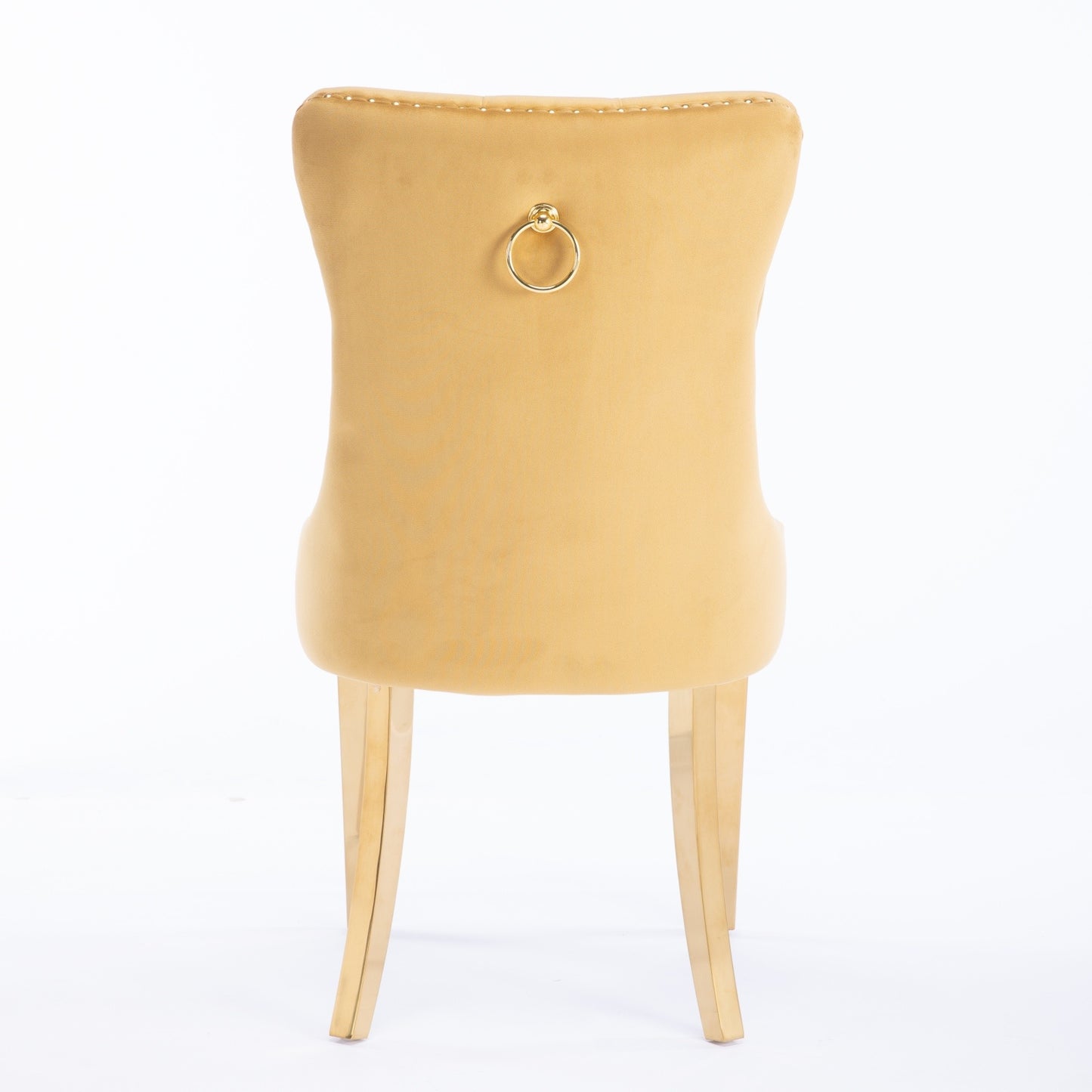 Luxe Divine Collection ~ High-end Tufted Solid Wood Contemporary Velvet Upholstered Dining Chair With Golden Stainless Steel Plating Legs,Nailhead Trim,Set Of 2