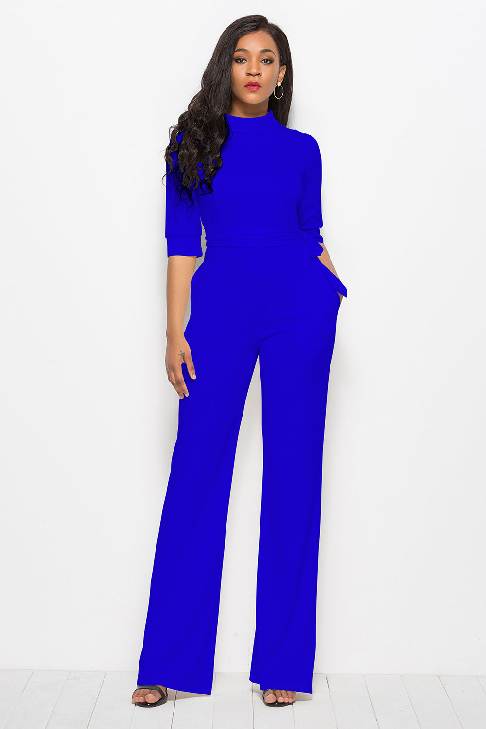 Luxe Divine Collection ~ Mock Neck Tie-Waist Half Sleeve Jumpsuit