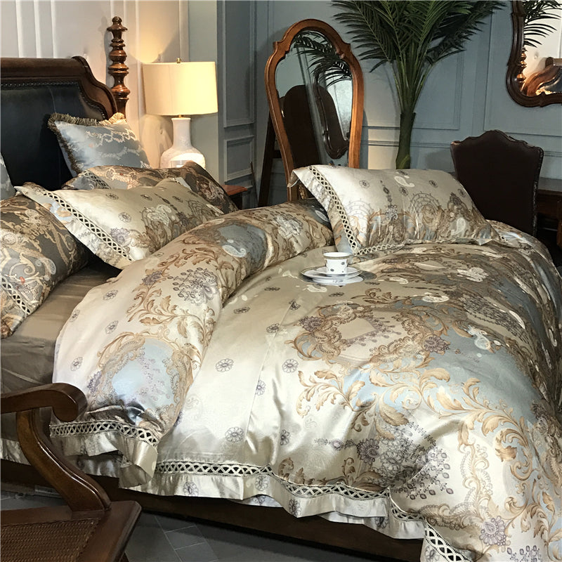 Luxe Divine Collection ~ High End European Style Luxury 120 Thread Satin Silk Cotton Bedding Set