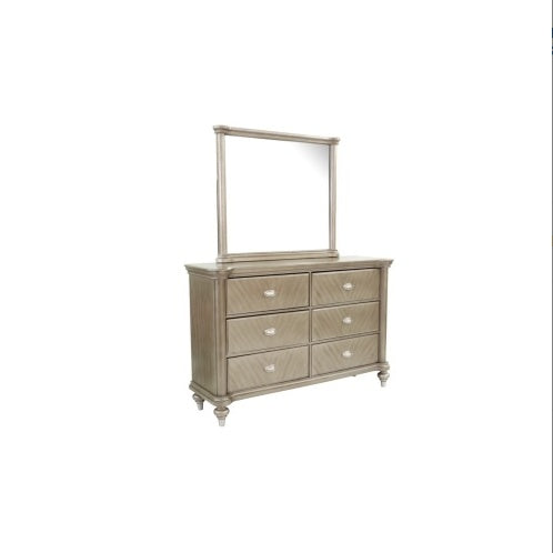 Luxe Divine Collection ~ Luxury Antique Silver Champagne Finish Dresser W Mirror Storage, Drawers Bedroom Furniture