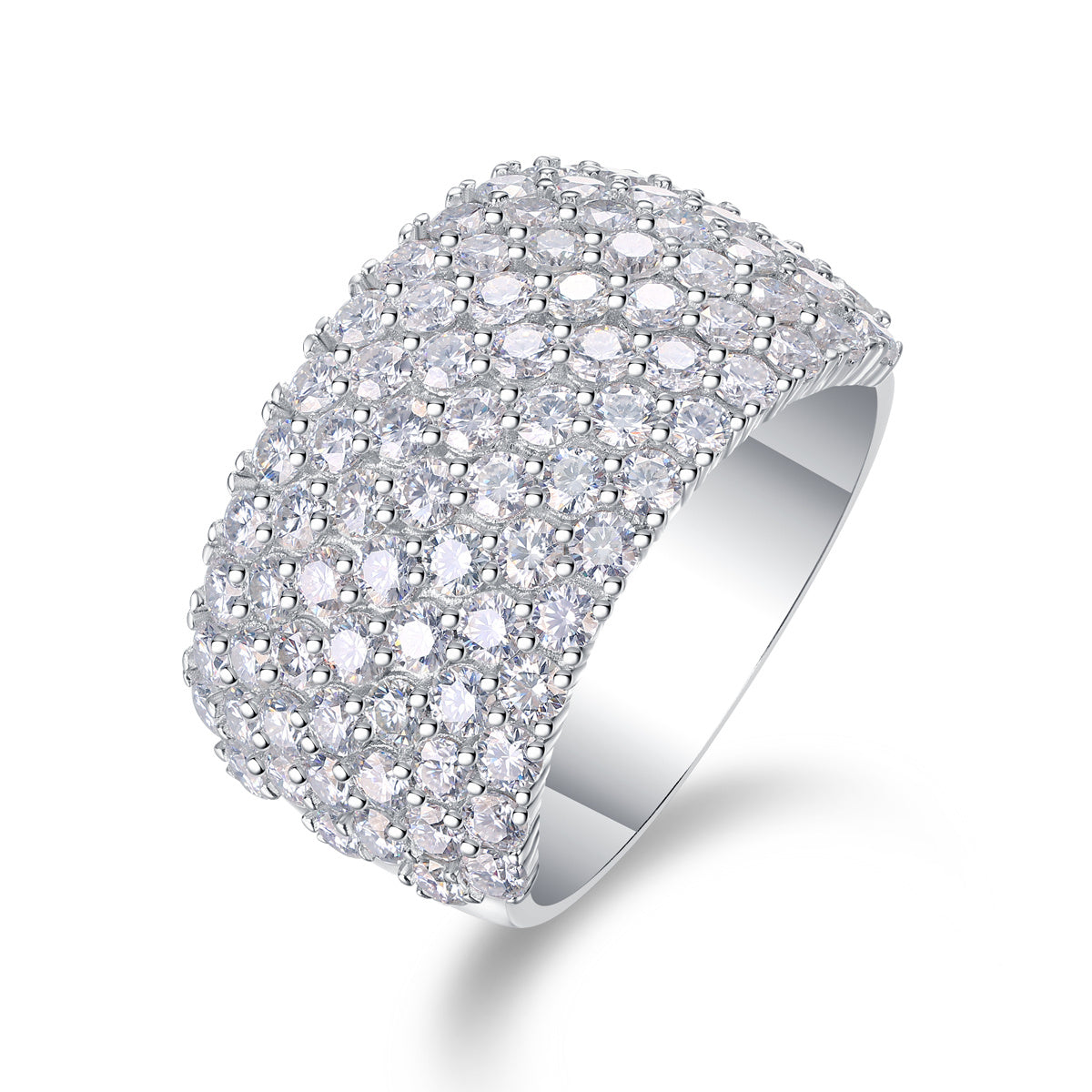 Luxe Divine Collection ~ Multiple Row Moissanite and Silver Ring