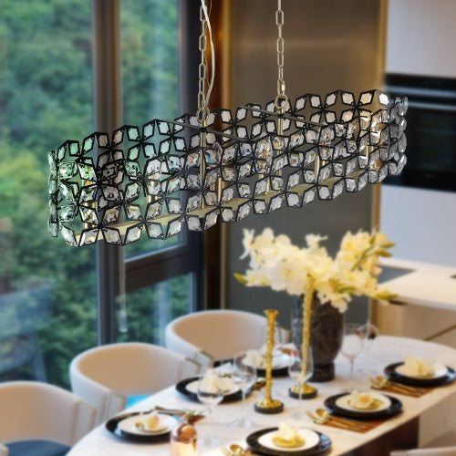 Luxe Divine Collection ~ Modern Champagne Gold Oval Crystal Chandelier