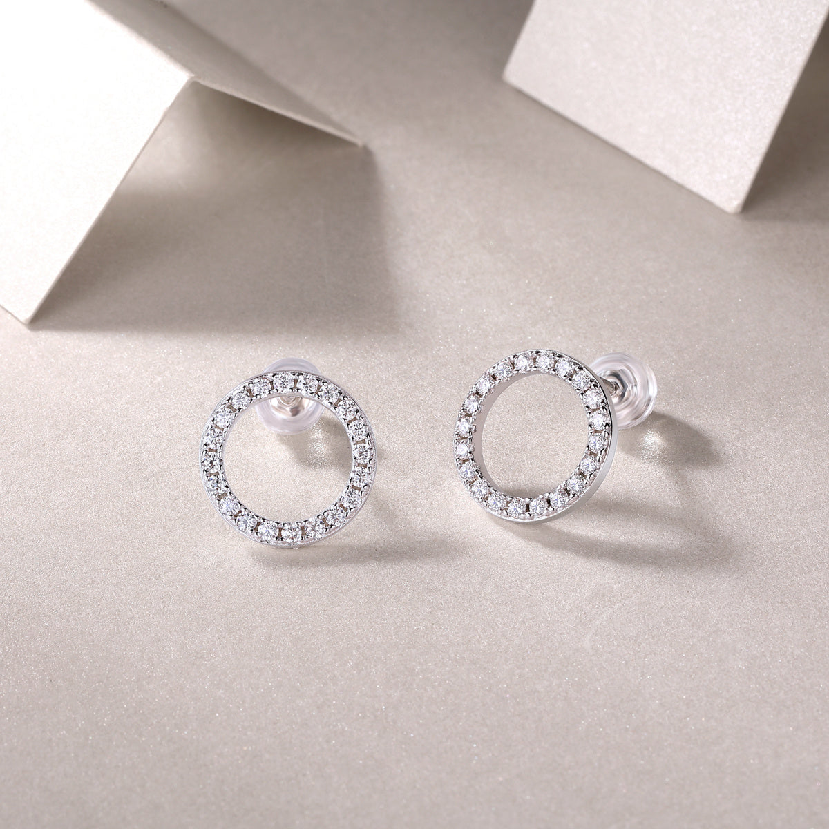 Luxe Divine Collection~ Round Moissanite Silver Earrings