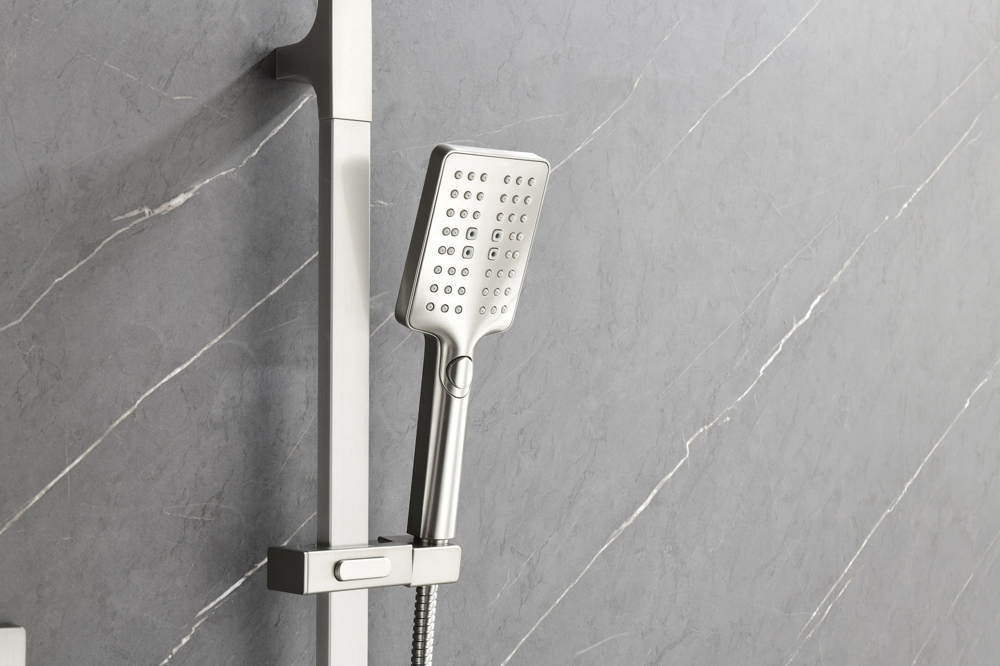 Luxe Divine Collection ~ Shower System With Shower Head, Hand Shower, Slide Bar, Sprayer, Shower Arm, Hose, Valve Trim And Lever Handle