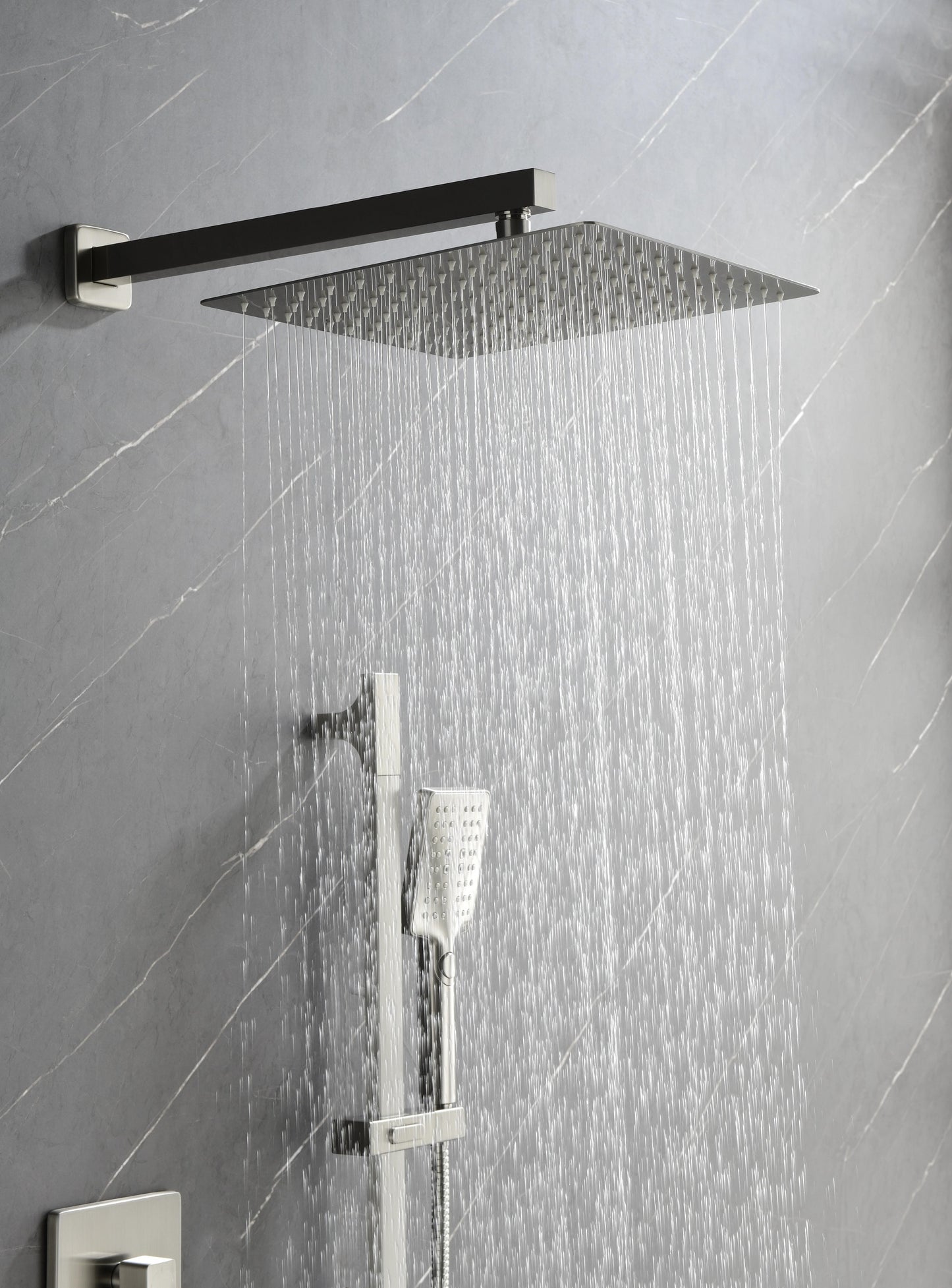 Luxe Divine Collection ~ Shower System With Shower Head, Hand Shower, Slide Bar, Sprayer, Shower Arm, Hose, Valve Trim And Lever Handle