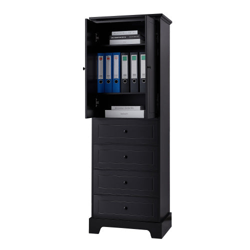 Cabinet With 2 Doors And 4 Drawers For Bathroom, Office
