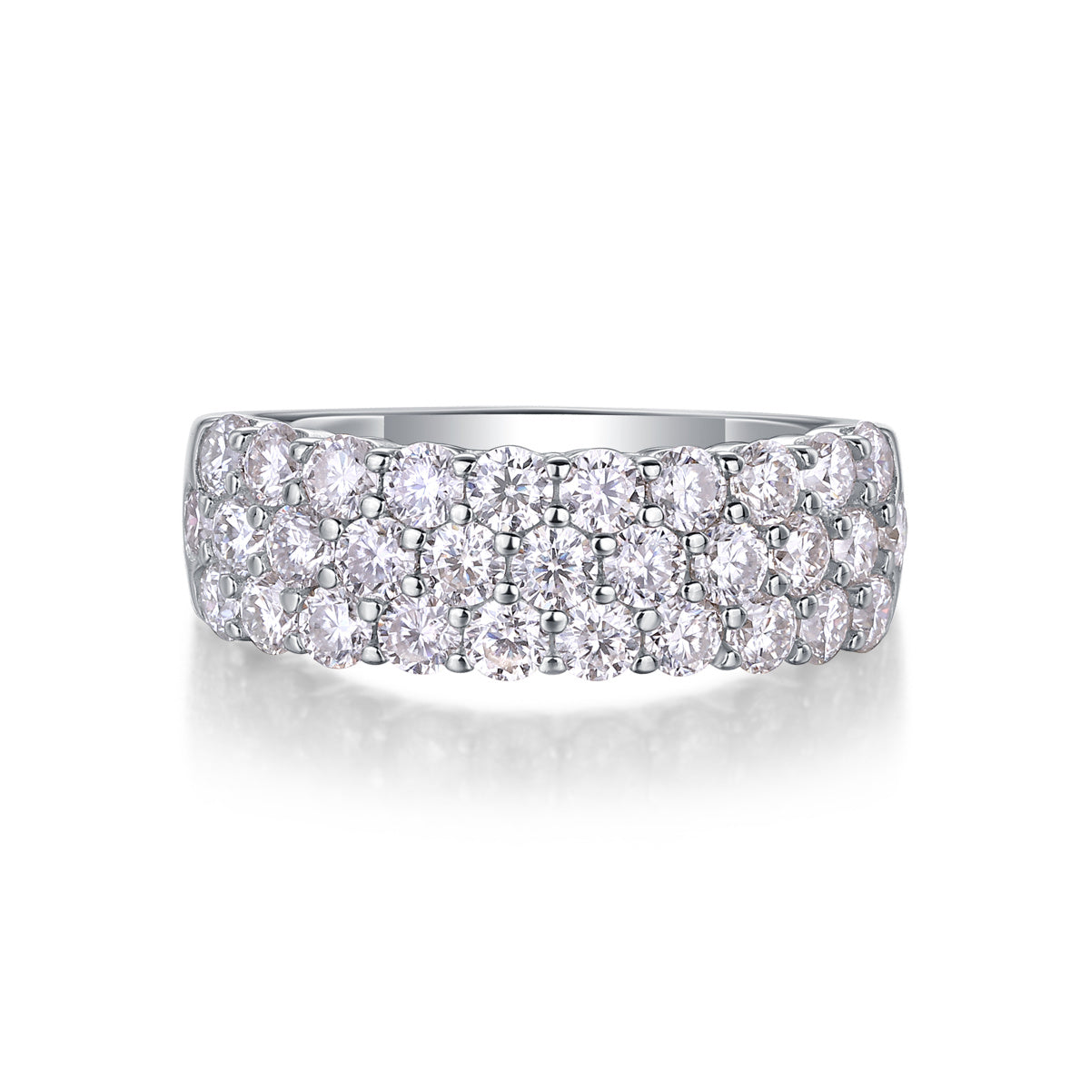 Luxe Divine Collection ~ Multi-row Diamond Ring Luxury Moissanite Silver Ring