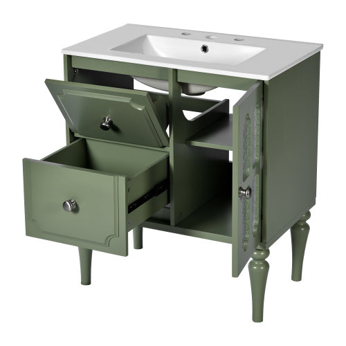 Luxe Divine Collection ~ Vintage Style 30inch Bathroom Vanity With Ceramic Sink Combination