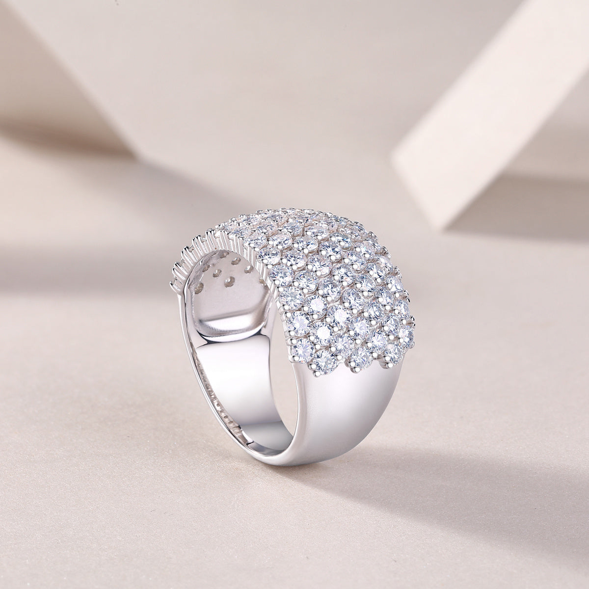 Luxe Divine Collection ~ Multiple Row Moissanite and Silver Ring