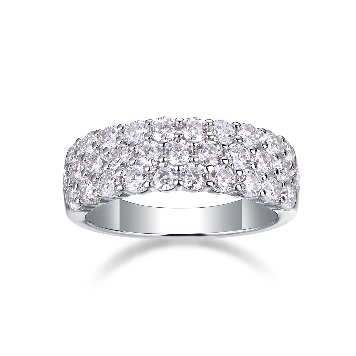Luxe Divine Collection ~ Multi-row Diamond Ring Luxury Moissanite Silver Ring