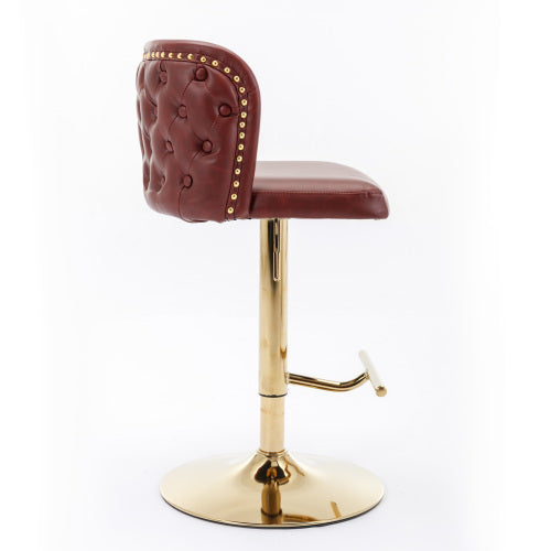Luxe Divine Collection ~ Furniture,Swivel Barstools Adjusatble Seat Height, Modern PU Upholstered Bar Stools With The Whole Back Tufted, For Home Pub And Kitchen Island, Set of 2