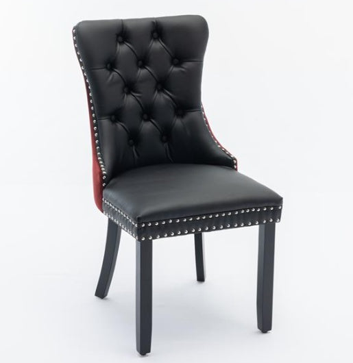 Luxe Divine Collection ~ Collection, Modern High-End Tufted Solid Wood PU & Velvet Upholstered Dining Chair-2 Piece Set
