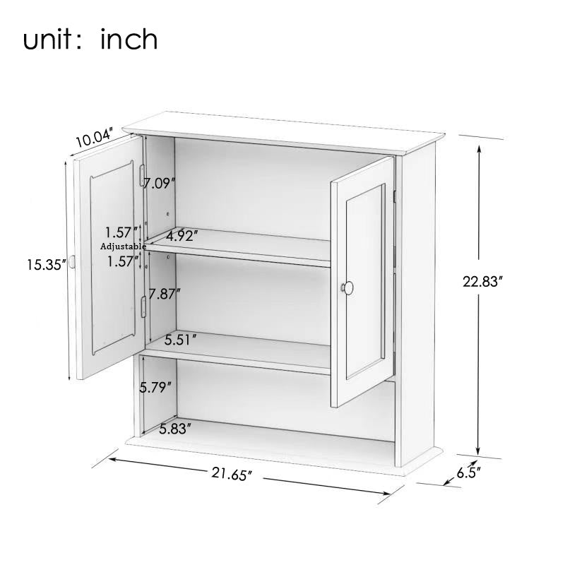 Luxe Divine Collection ~ Bathroom Wall Cabinet With Double Mirror Doors And Shelves
