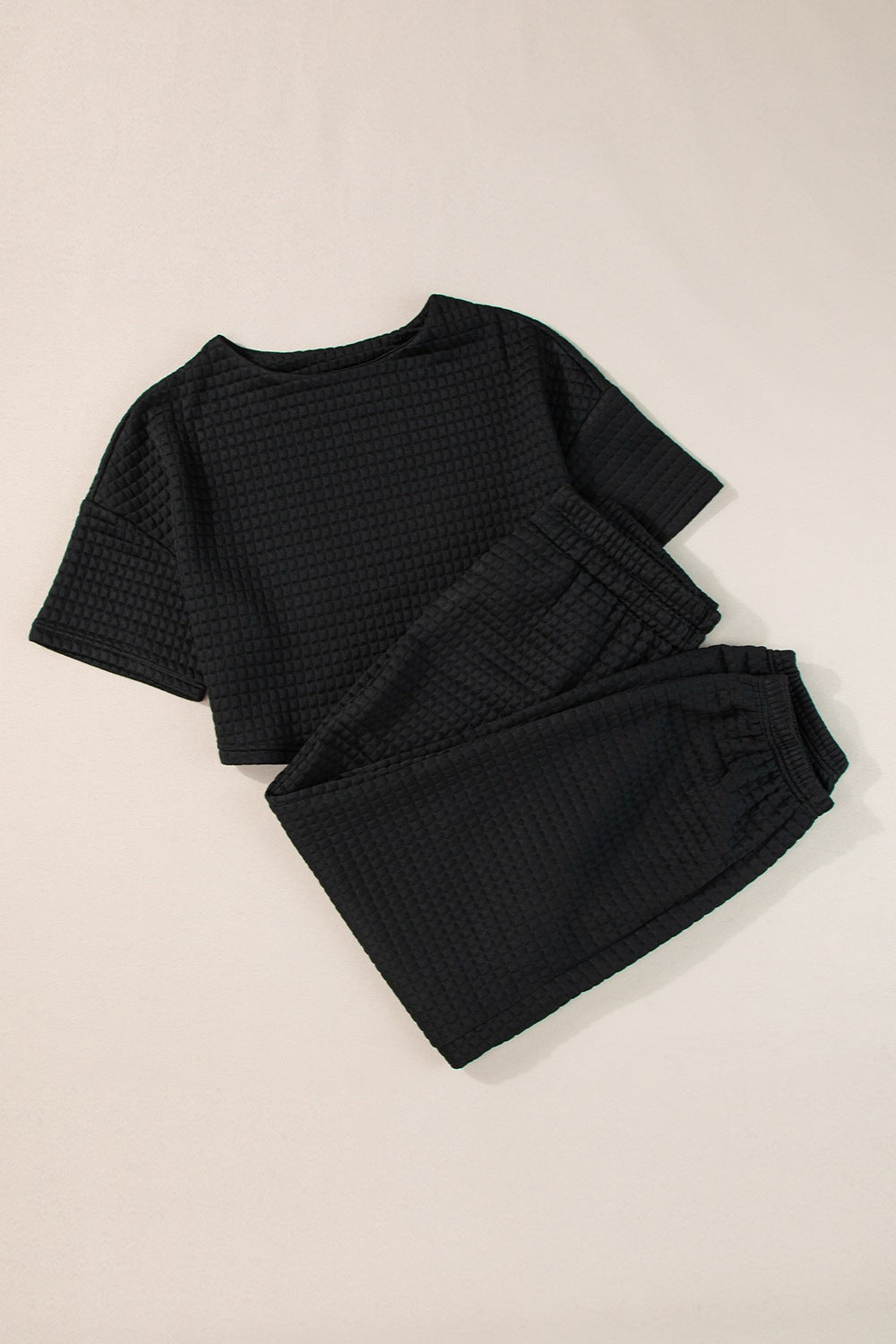 Luxe Divine Collection ~ Round Neck Short Sleeve Top and Elastic Waist Pants Set