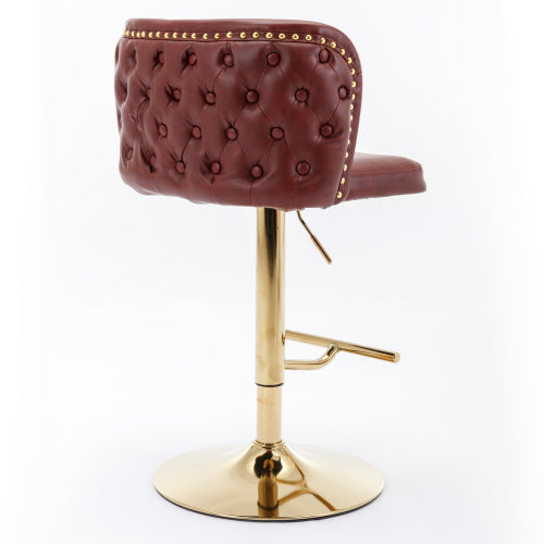 Luxe Divine Collection ~ Furniture,Swivel Barstools Adjusatble Seat Height, Modern PU Upholstered Bar Stools With The Whole Back Tufted, For Home Pub And Kitchen Island, Set of 2