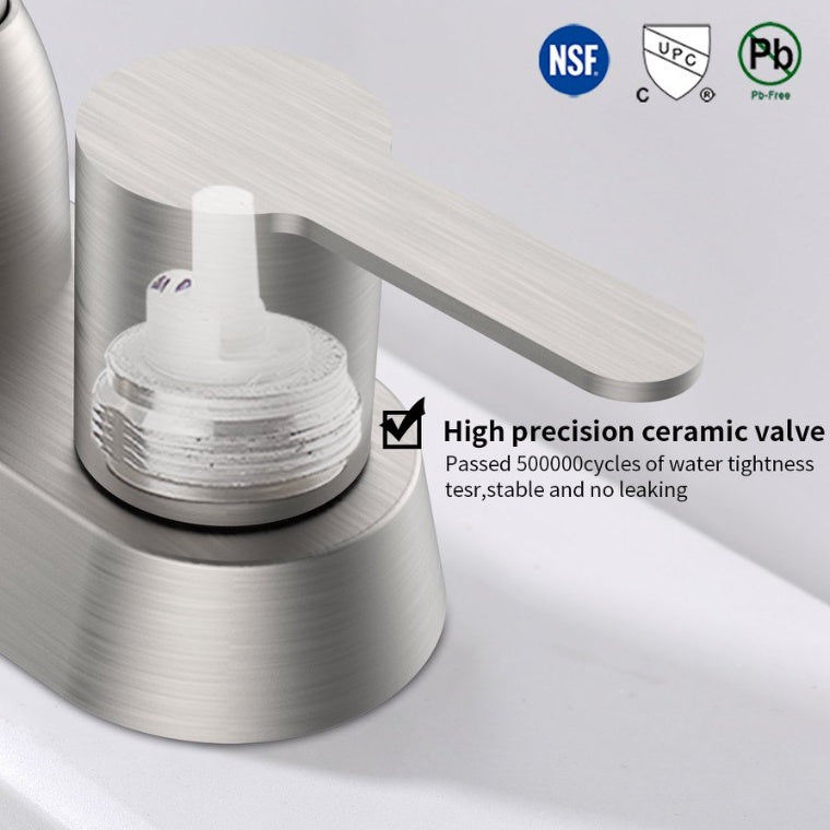 Luxe Divine Collection ~ 2 Handles Bathroom Sink Brushed Nickel Centerset RV Bathroom Faucets For 2 3 Hole