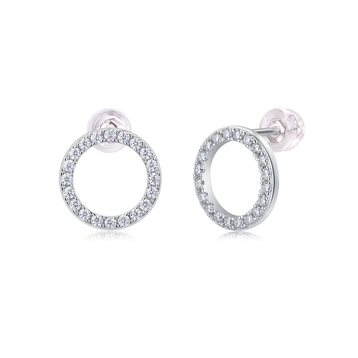 Luxe Divine Collection~ Round Moissanite Silver Earrings