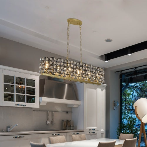 Luxe Divine Collection ~ Modern Champagne Gold Oval Crystal Chandelier