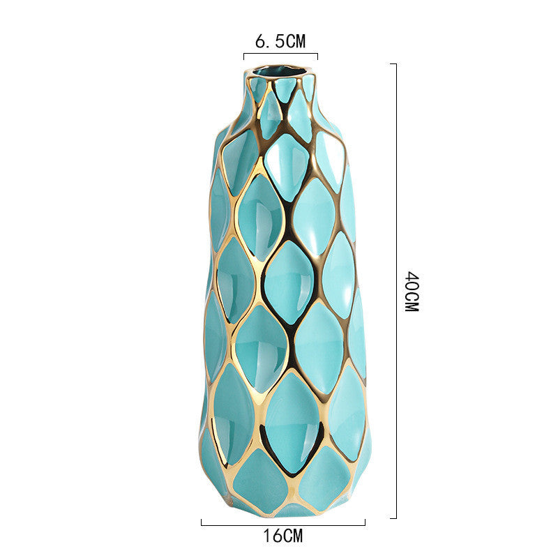 Luxe Divine Collection ~ Italian Geometric Minimalist Grid Ceramic Ornament Vase