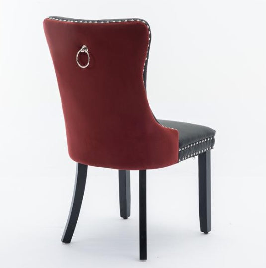 Luxe Divine Collection ~ Collection, Modern High-End Tufted Solid Wood PU & Velvet Upholstered Dining Chair-2 Piece Set