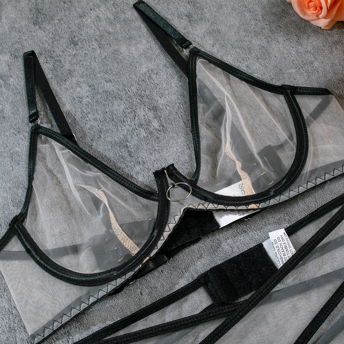 Luxe Divine Collection ~ Nude Feel Breathable Mesh See-Through Four-piece Set