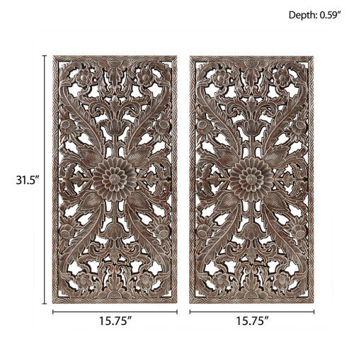 Luxe Divine Collection ~ Distressed Carved Wood 2-piece Wall Decor Set