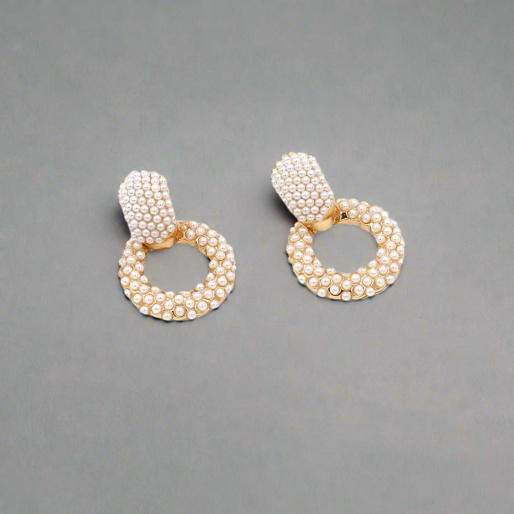Luxe Divine Collection ~ Circled Inlaid Rhinestones Fashion/Costume Earrings